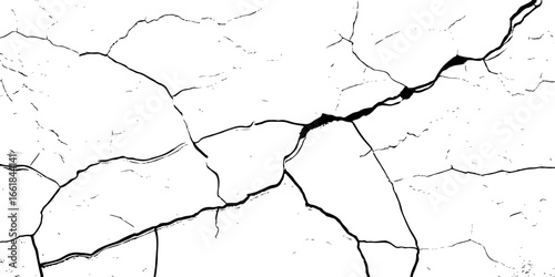 "Cracked texture on white background, abstract pattern of broken surface, natural distressed lines for grunge design, construction, aging effect, wall damage, and vintage artwork use"