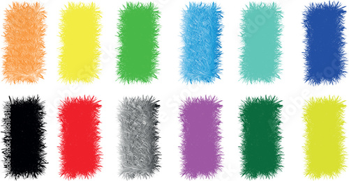 Abstract Colorful Fur Texture Background Set, vector illustration.