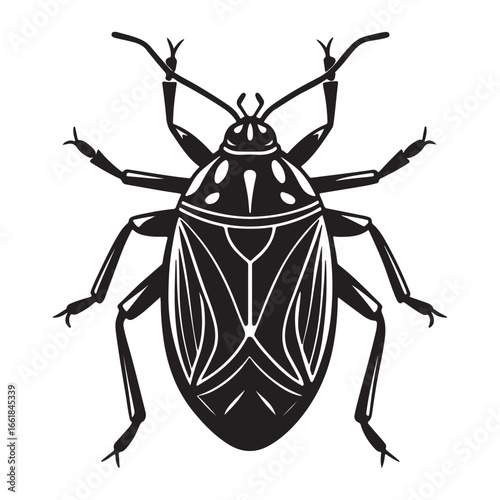 A Close-up Macro Shot of a Stink Bug, a Common Household and Agricultural Pest with a Unique Shield-Shaped Body and a Foul-Smelling Defense