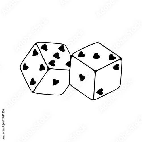 pair of dice with heart pips