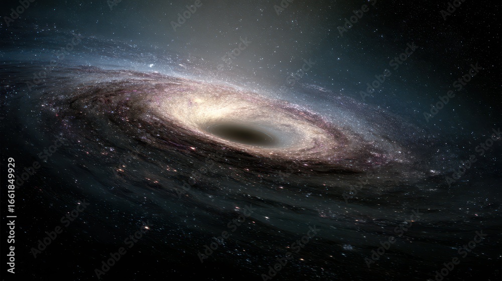 Obraz premium Stunning Twinkling Galaxy Dust Surrounding Black Hole in Space