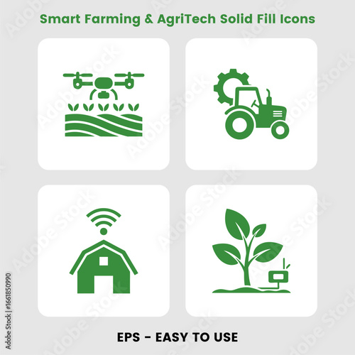 Smart Farming & AgriTech Solid Fill Icons