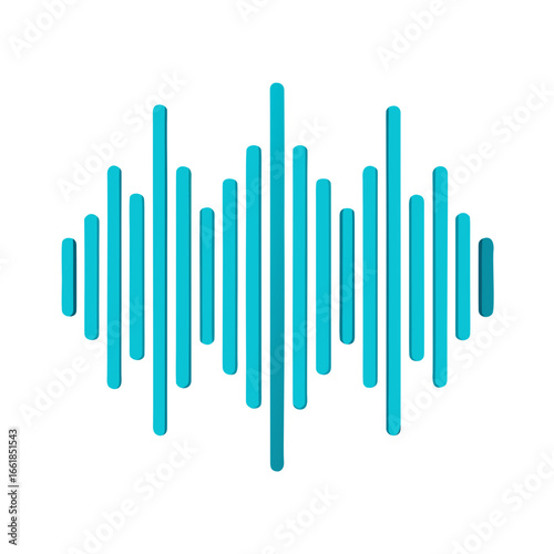 3D turquoise sound wave equalizer bars on a white background audio waveform