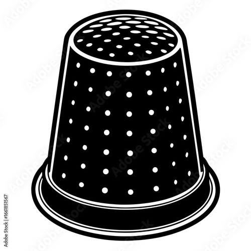 Black and White Icon of a Sewing Thimble with Polka Dots needle craft