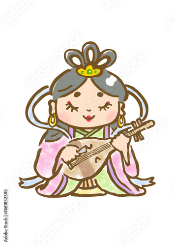 幸運と芸術の女神・弁財天のキャラクターイラスト
