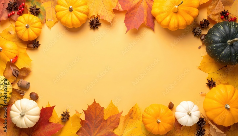 Obraz premium Autumn gathering of colorful pumpkins and leaves cozy home setting decorative arrangement warm atmosphere close-up seasonal celebration