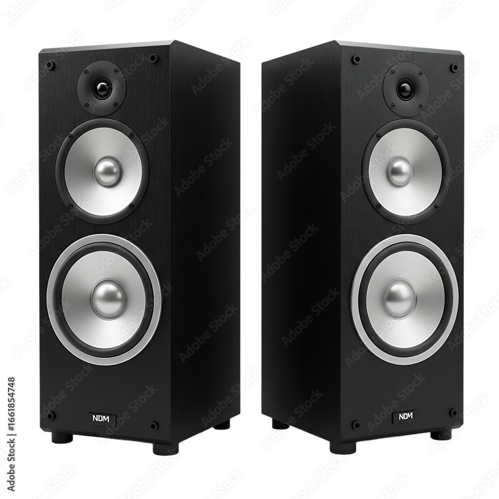 Fototapeta premium Black Audio Speakers Pair On Transparent Background