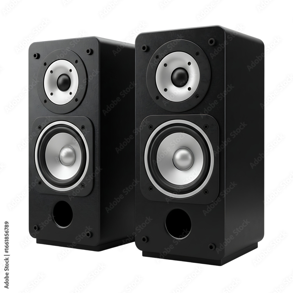 Fototapeta premium Black Audio Speakers Pair On Transparent Background