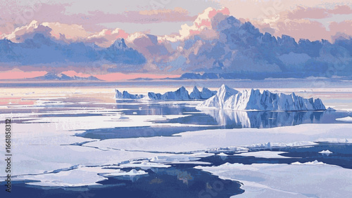 Fading Monoliths Melting icebergs isolated watercolor vector illustration svg
