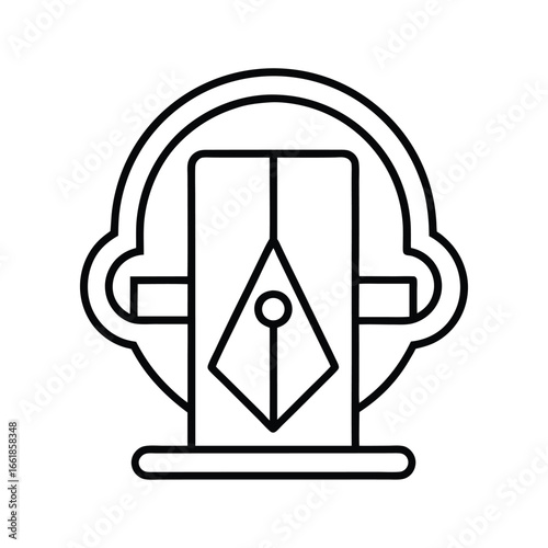 Modern Minimalist Pen Nib Icon:  Clean Line Art Graphic Design Element