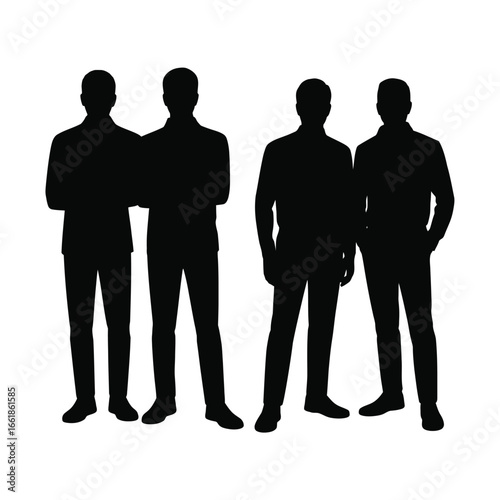 Four businessmen standing together in silhouette