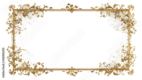 PNG gold rectangle frame isolated on white