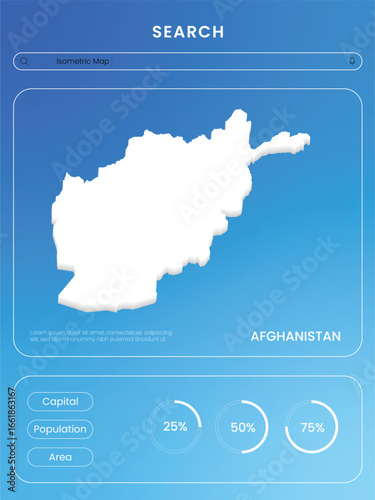 Isometric map of Afghanistan look like cloud map on sky background with infographic template