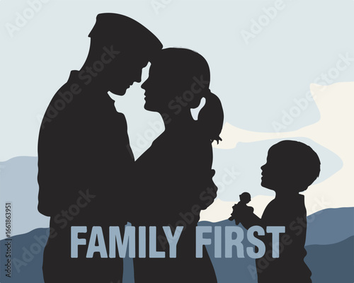 Family silhouettes showing love and support