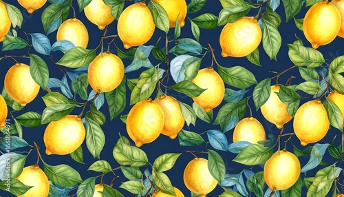 Watercolor lemon pattern