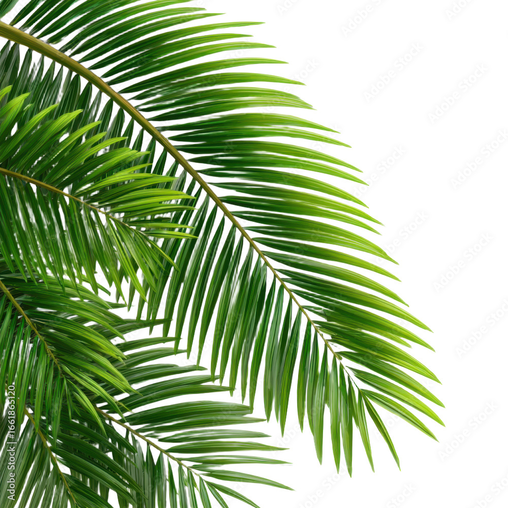 Fototapeta premium Realistic palm branches isolated on white background