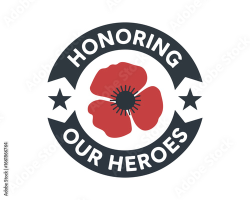 Honoring our heroes poppy memorial day emblem