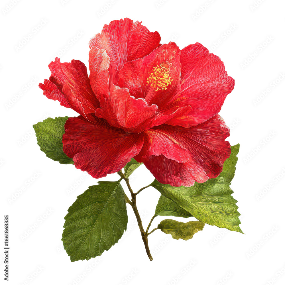 Fototapeta premium Red hibiscus flower isolated on a transparent background