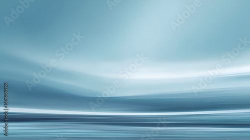 Blurred blue  white abstract image with horizontal lines and subtle gradients creating a horizon effect