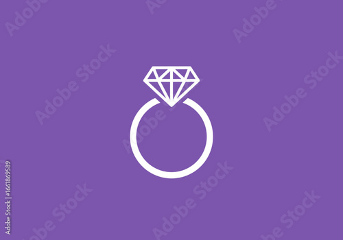 Elegant diamond ring design on a vibrant purple background, perfect for jewelry promotions and branding