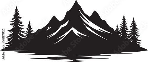 Black mountain silhouette vector 