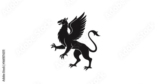 Mythical Griffin Silhouette: A striking black silhouette of a griffin, a mythical creature with the body of a lion and the head and wings of an eagle, is showcased.