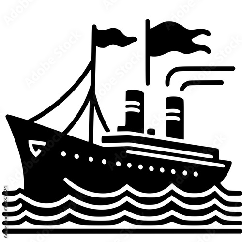 Nautical Vessel Silhouette: A bold silhouette of a classic nautical vessel sailing through the waves, the image evokes a sense of exploration. 