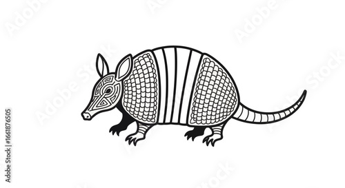 Armadillo Illustration: A detailed illustration of an armadillo, showcasing its unique armored shell, capturing the essence of its intriguing form.