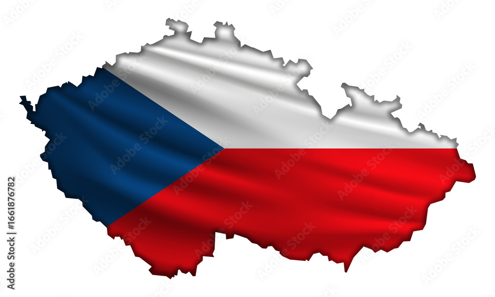 Obraz premium Flag Czech Republic in the form of a map