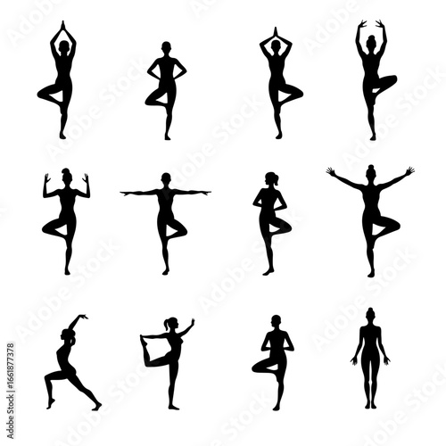 set of ballet dancers silhouettes