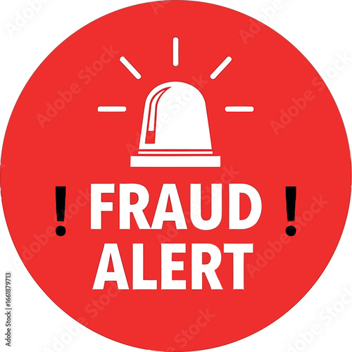 Fraud alert warning sign with flashing light