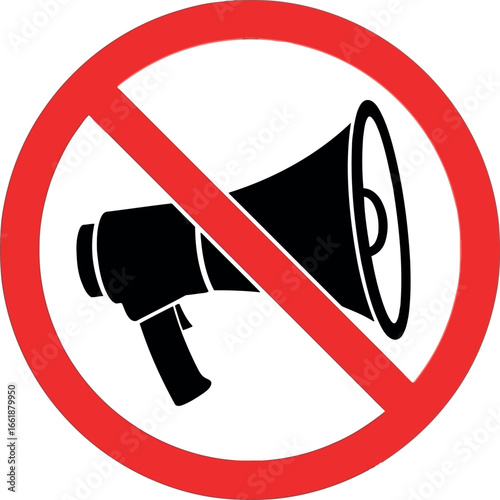 No megaphone sign silence protest ban no loud noise