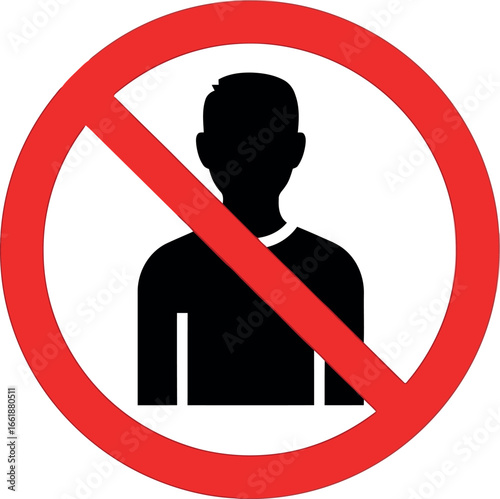 No entry sign person silhouette in red prohibition circle