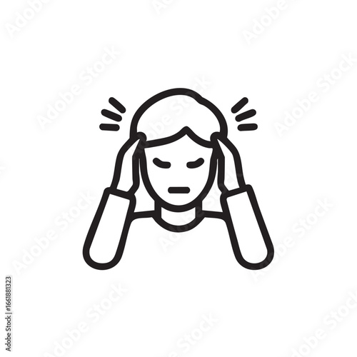  A person holds their head with a headache.