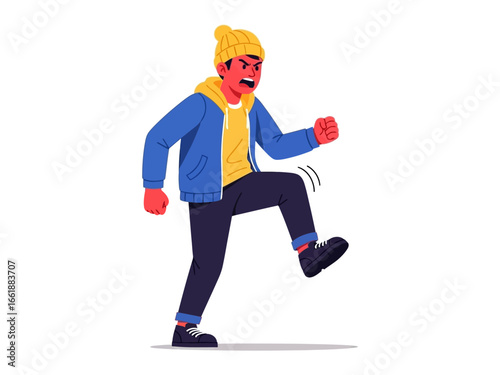 Angry Illustration: An illustration that embodies frustration through an angry person with clenched fists.