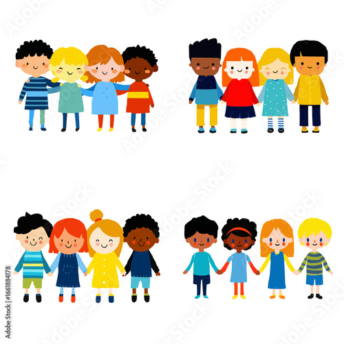 Isolates, School, Oldskool style, a set of icons, contains figures of students, boys and girls, who personify friendship, for the design of children's web design. Editable line icons. Vector