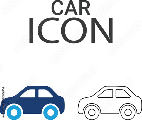 Car icons, Line art icons design. Containing car, bike, plane, train, bicycle, motorbike, bus, and scooter icons. Solid icon collection.