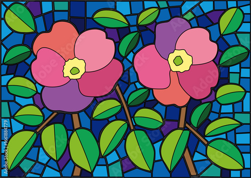 flower colorful stained glass background illustration vector