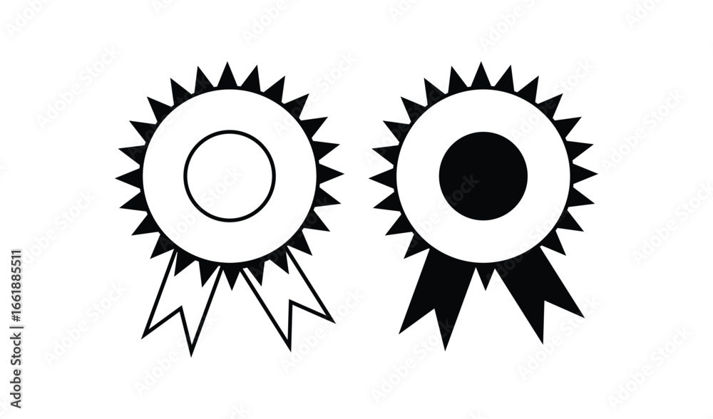 Fototapeta premium Two rosette awards one empty and one filled with black
