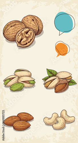 A beautiful assortment of healthy nuts and fresh seeds for a wholesome diet