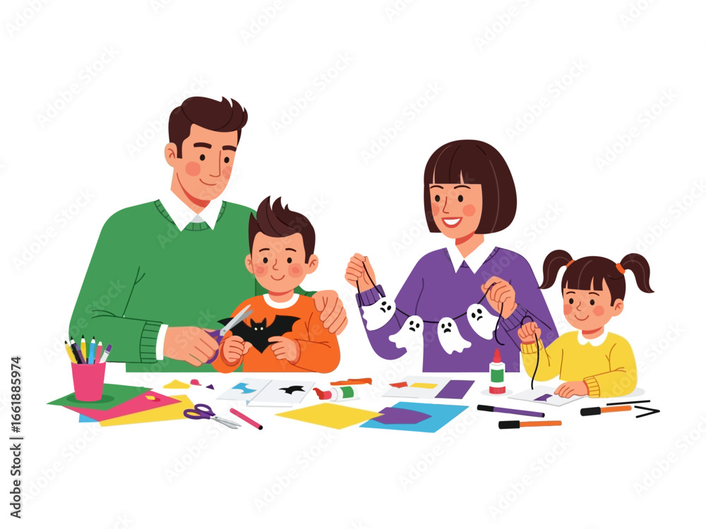 Family Creative Moments: A loving family embraces creativity, gathering around a table to enjoy crafting activities together, highlighting the importance of togetherness. Family Creative Moments: A loving family embraces creativity, gathering around a table to enjoy crafting activities together, highlighting the importance of togetherness.