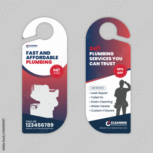 Plumbing and handyman Services Door Hanger Design Template for Advertisement