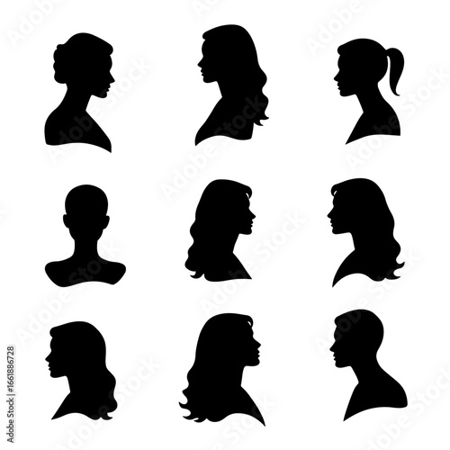 silhouette set women's face
