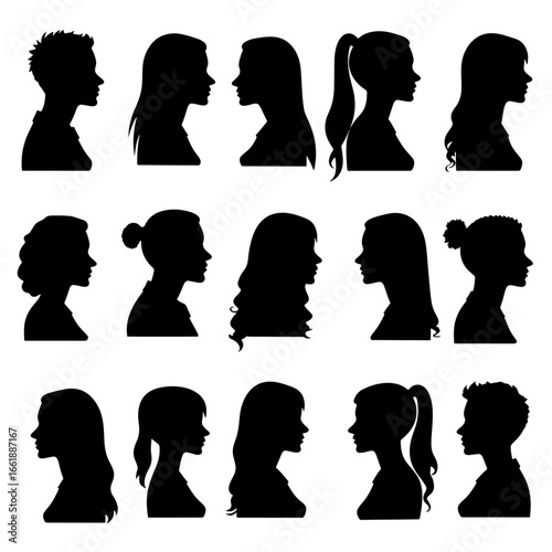 Women and man silhouette set in white background