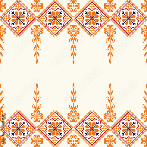 Traditional 
Cross-Stitch Embroidery - Detailed Vector
Illustration for Textile Print Design