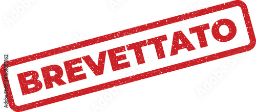 Brevettato textured seal, grunge rubber stamp effect, patent verified in the Italian language