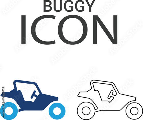 Buggy icons, Line art icons design. Containing car, bike, plane, train, bicycle, motorbike, bus, and scooter icons. Solid icon collection.