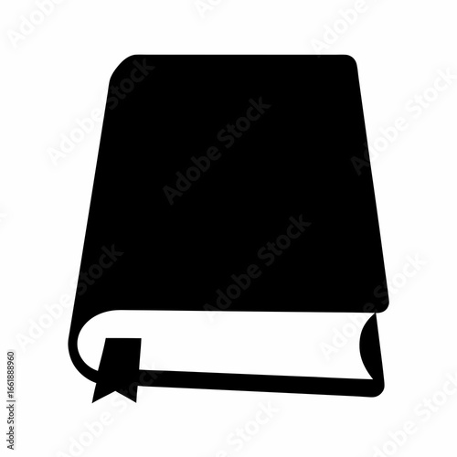 Black book icon with a bookmark, a representation of reading material