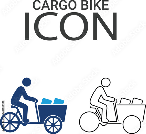 Cargo bike icons, Line art icons design. Containing car, bike, plane, train, bicycle, motorbike, bus, and scooter icons. Solid icon collection.