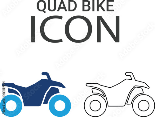 Quad bike icons, Line art icons design. Containing car, bike, plane, train, bicycle, motorbike, bus, and scooter icons. Solid icon collection.